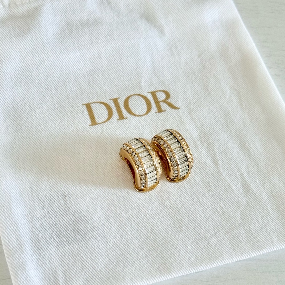 Dior Vintage Crystal Clip On Earrings